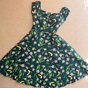 Collectif Dolores Retro Tropical Bird Doll Dress